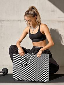 Bolsa de yoga y gimnasio para mujeres y hombres - Bolsa deportiva impermeable de gran capacidad, bolsa de viaje ligera para fitness, pilates, natación, uso diario y al aire libre - Blanco y Negro - Ver 7