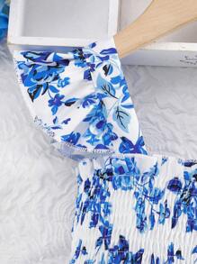 2pcs/Set Baby Girls Casual Ditsy Floral Spaghetti Strap Dress Outfit, Summer