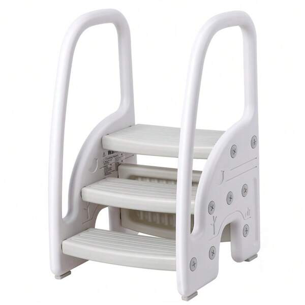 Huisuilinss 3-Step Step Stool For Toddlers,Kids Stool For Bathroom Sink & Kitchen Use,Toilet Potty Training,Non-Slip Step,Step Stool For Children Ages 2+ Years