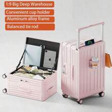 Equipaje de mano rodante expandible y ligero, maleta con marco de aluminio, maleta giratoria de lujo con ruedas, gran capacidad para viajes de estudiantes, viajes de negocios, bolso para exteriores para accesorios y útiles escolares