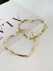 Pair Fashion Heart Shaped Twist Design Earrings, Elegant Casual Style For Women Valentines,Mom,Mother,Mother's Day,Gift - 金子 - 查看 2