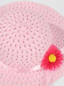 2件套女童多巴胺透气沙滩帽和包包套装，可爱向日葵图案夏季户外遮阳帽 - 2PC - 查看 9