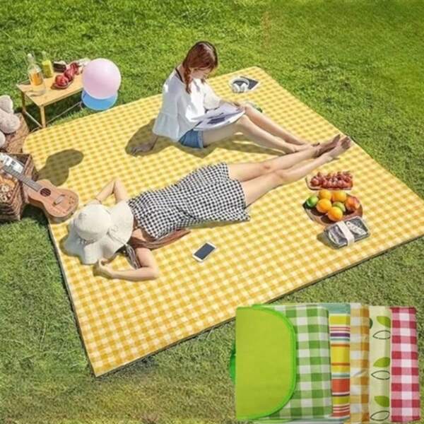 Tapete Piquenique Portátil Dobrável 200X200cm Impermeavel À Prova De Umidade Prático Fácil Transporte Para Praia Camping