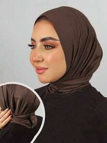 1件装女士阿巴雅配饰，方便的纽扣式运动速戴头巾，日常休闲头巾/发带，休闲内衬帽，适合连衣裙穿着。 - 羈扣帽 - 查看 6