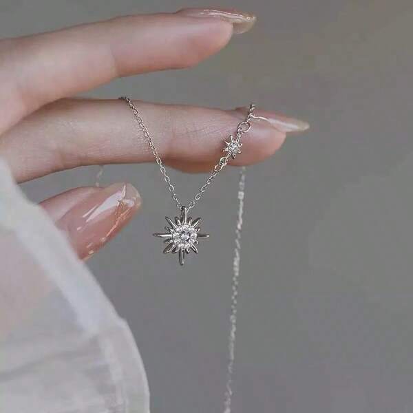 1pc Star Sunflower Necklace For Women, Minimalist Choker Necklace