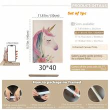 1pc Baby Room Decor Nursery Wall Art.Unicorn Mural, Unicorn Kids Room Decor, Girls Bedroom Mural, Whimsical Unicorn Poster, Kids Room Digital Wall Art, Playroom Decor, Toddler Room Prints, Eclectic Nursery Wall Art.Baby Nursery - Cute And Playful Children's Decor.Various Sizes 20-70cm, Framed Or Unframed Available, Perfect For Baby Room Decor.Home Decor, Summer Wall Art - Multicolor - View 13