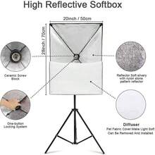 45W 3 Colors Temperature Softbox Lighting Kit, Photography Studio Light With 19.7"X27.5" Reflector And Remote | Professional Photo Studio Equipment For Portrait Video - 19.7"X27.5" - 查看 3