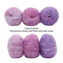 50g Set di 3 palle di filato morbido e appiccicoso con motivi a pois e fiocchi di neve sfumati, adatto per realizzare all'uncinetto vestiti, sciarpe, maglioni