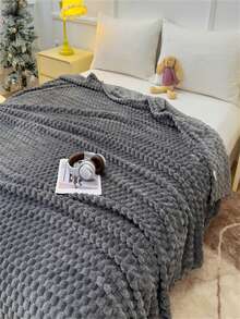 1 szt. Wygodny flanelowy koc wełniany – supermiękki, lekki, odpowiedni na każdą porę roku, z sześciokątnym wzorem żakardowym, odpowiedni na Halloween, Boże Narodzenie, kemping i podróż, Dzień Matki, jasnożółty, modny dodatek do sypialni, wełniany koc - Ciemnoszary - Zobacz 8