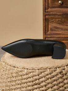 MonaNise Women's Fashion Green Pointed Toe, Navy Stone Pattern, Apricot Closed-Back Pumps, Suitable For Vacation, Travel, Shopping, Outdoor, Vintage, Casual, Versatile, High-End, Black, 5cm Shoes - Black - View 8