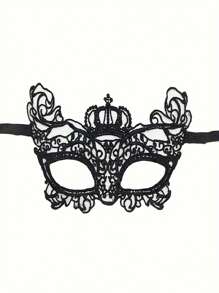 1pc Black Sexy Lace Half Face Mask, Halloween Costume Props For Women
