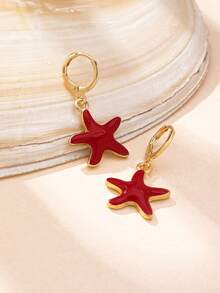 1 对简约珐琅海星时尚耳环，适合女士，适合派对、通勤和日常佩戴 - 清新海星 - 查看 13