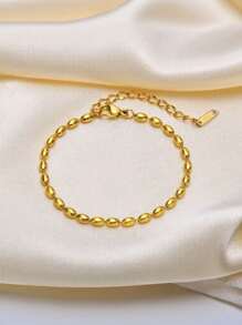 MONALLY Pulsera de cadena con bola con enchapado en oro de 18K, elegante joyería de acero inoxidable, regalo sorpresa para el Día de San Valentín, cumpleaños, madre, novia o hija