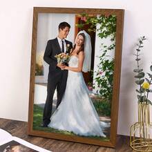 1 件，定制照片，抛光有机玻璃木框，婚礼风格，个性化帆布印刷海报艺术，非常适合家庭、情侣、宠物的回忆，也是周年纪念的完美礼物