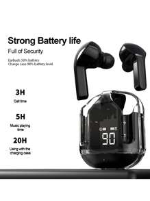 Transparent True Wireless Bluetooth Earphones, In Ear Noise Reduction Earphones, Microphone High Fidelity Stereo, Gaming Earphones USB Charging Suitable For Call And Outdoor Sports, Silicone Protective Case For Earphones