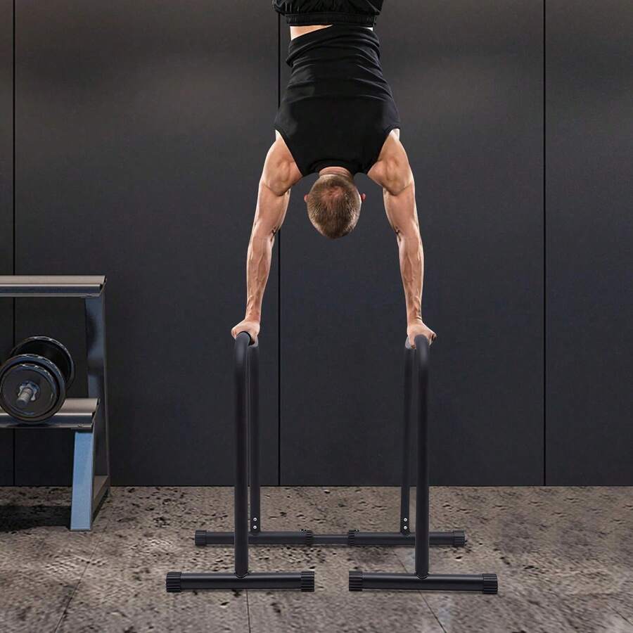 RIBASUBB Portable Calisthenics Dip Station For Home Workouts - Adjustable Height, Compact Design, Durable Steel Construction, Ideal For Strength Training Anywhere - Black - View 1