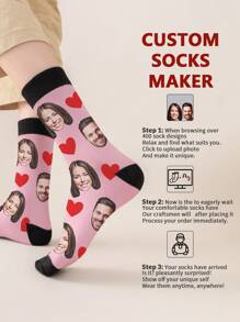 1 par de calcetines personalizados con cualquier rostro para hombres, calcetines con foto personalizada, calcetines de tripulación alta con imagen personalizada e interesante, adecuados para regalo de San Valentín o cumpleaños