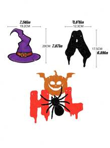 3pcs Halloween Party Decoration Flag, Home Horror Blood Dripping Background Banner, Hanging Witch Pumpkin Ornaments, Festive Atmosphere Decoration Supplies