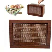 VINCAN 1 pièce Tirelire créative UE DIY, décoration pour la maison, cadeau éducatif pour enfants, boîte à monnaie en bois réutilisable pour la planification numérique