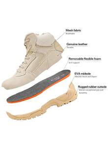 Men's Military Tactical Work Boots Hiking Motorcycle Combat Bootie - Khaki - View 7