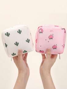 1pc Cute Cartoon Multi.Purpose Waterproof StorageBag-Big Capacity SanitaryNapkin Storage Bag CosmeticStorage Bag Student TravelEssentials Pencil Bag WalletStationery Storage Bag(ThePrinting Position Of ThePattern Is Not Fixed),BohoVibes