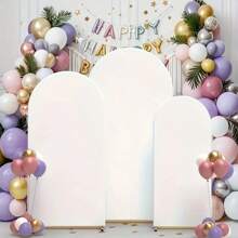 Arch Backdrop, 6ft, 6.6ft, 7.2ft Wedding Arch Cover 2 Sided Spandex Fitted Fabric Arch Backdrop Dome Arch Backdrop Fabric For Birthday Party Wedding Arch Stand Decoration - White (Stand Not Included, Fabric Backdrop Only)