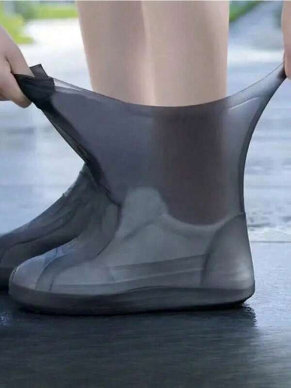 1 par de cubrezapatos unisex de silicona - Protectores de botas impermeables y antideslizantes, reutilizables, duraderos y elásticos de goma termoplástica para uso en exteriores, fácil de limpiar