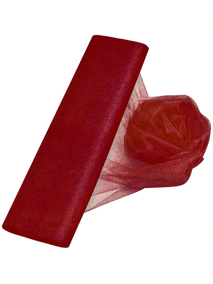 1卷深红色透明欧根纱面料，尺寸为72*1000/48*500/48*1000厘米，透明瑞士纱布，适用于婚礼装饰、新娘送礼会、婴儿送礼会、礼品包装、生日派对、周年纪念、订婚、节日派对、圣诞装饰、家居装饰。