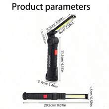 1PC/2PCS USB Charging, 5-Speed Dimming, Rotatable Folding, Multifunctional Outdoor Camping Maintenance Work, Strong Light LED Flashlight, Camping Accessories - White Light--1PC - View 3