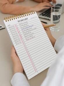 Trees 1本无日期待办事项笔记本/每日计划本/日程安排本/螺旋装订任务清单/日程本，提升效率，8.5英寸 x 5.5英寸，100克纸张