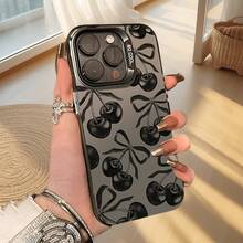 时尚黑色樱花蝴蝶激光磨砂手机壳，兼容 11、12、13、14、15、16、XS、XR、X、7、8、6s、Mini、Plus、Pro和Max系列——送给女友、男友、朋友或自用的完美礼物 - 黑色 - 查看 2