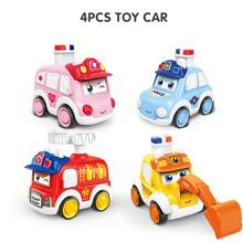 Juguete de coches para bebés de 3 años, coches de retroceso, juguete de empujar y avanzar para bebés, regalo de primer cumpleaños, vehículos a fricción con estera, juego de juguetes de vehículos a presión con diseños de dibujos animados, regalos