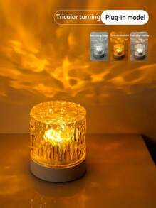 1 confezione Lampada da tavolo con luce notturna a tipo C rotonda, lampada creativa da comodino con effetto di onde rotanti, lampada atmosferica a fiamma con 16 colori e effetto diamante, con telecomando, luce notturna RGB per camera da letto con design a onde rotanti, adatta per camere dei bambini, camere da letto, corridoi