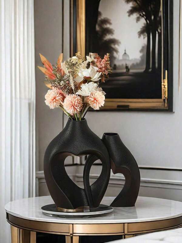 Love Vase 2 Pieces Modern Home Decoration Hollow Bohemian Vase Living Room Central Dining Table Wedding Decoration (Snuggling) Excellent Home Decoration Vase Is Suitable For Decoration, Vase, Makeup Brush Storage, Pen Container And Other Functions.