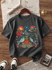 1 pieza Camiseta de manga corta y cuello redondo con estampado de letras informal para niñas, conjunto de verano estudiantil y juvenil - Camiseta gráfica en inglés que inspira creatividad y expresión propia