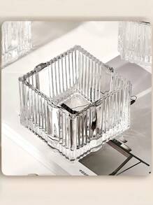 1pc Bow-Knot Crystal Glass Jewelry Box With Cover, Transparent & Delicate Multifunctional Small Storage Box, Suitable For Vanity, Living Room, Bedroom Decor, Perfect Gift For Trinkets, Snacks, Holidays