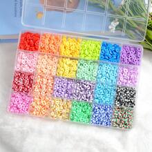 10/15/24 Cores Conjunto de Contas de Argila Polimérica Redonda Plana, Para Fazer Joias, Contas Espaçadoras de Argila Para Pulseira, Colar, Brinco DIY, Inclui Contas com Alfabeto, Adequado Para Crianças e Adultos - Multicolorido - Visão 14