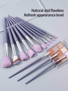 13pcs Purple Makeup Brush Set + 1pc #4 Foundation Brush + 2pcs Random Color/Shape Beauty Sponge Blender For Eye Shadow/Foundation/BB Cream/Concealer, Soft Full Face Makeup Tool Set For Women,Brush Set,Makeup Brush Kit,Make Up Brush Set,Make Up Set Complete,Makeup Brush Set,Complete Makeup Kit,Brush Kit,Brushes Makeup Set,Makeup Gift Set,Set - Purple - View 5