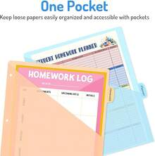 Forvencer 8 Count Dividers 3 Ring Binder, Binder Dividers With Pocket US Letter Size, Binder Dividers With Tabs Office And Home Organization, Multicolor, 1 Set