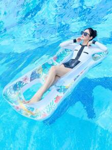 1pc Thick Inflatable Floating Chair, Adult Water Floating Bed, Sparkly Flamingo Floating Raft, Swimming Pool Inflatable Bed, Suitable For Beach, Pool & Multi-Person Play