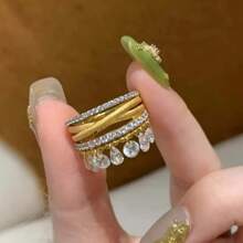 Fashionable Elegant Flowing Tassel Finger Ring, Cross-Wrapped Design - Suitable For Women, Daily Wear, Gift, Party, Banquet, Vacation, Casual Occasions