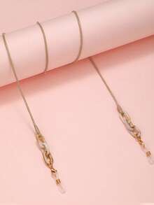 1 件女士复古蜡绳椭圆形口罩链，手工制作的眼镜挂绳配件 - 彩色 - 查看 2