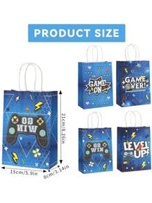 12/24pcs, Game Party Bag, Game Paper Party Bag With Controller, Reusable Game Party Gift Bag Set, Game Player Party Bag With 4 Patterns, Can Be Used For Gifts, Giveaways, Parties, Candy Bags (15 * 8 * 21 Cm)