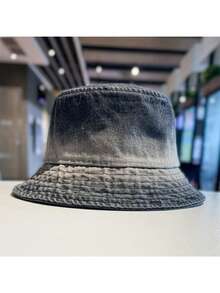 1 件男女通用渐变牛仔渔夫帽，大帽檐防晒帽，时尚渔夫帽，适合春夏季