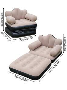 1pc 5-In-1 Inflatable Folding Sofa, Suitable For Patio, Home And Outdoor, Soft Inflatable Sofa, Portable Air Mattress Sofa Bed With Flocked Top, Dual Air Sofa For Camping/Car Travel/Home Leisure - Multicolor - View 9