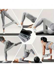 Zestaw 3-częściowych taśm oporowych z tkaniny do ćwiczeń z przewodnikiem po taśmach ćwiczeniowych, taśmy ćwiczeniowe, zestaw taśm oporowych do ćwiczeń bioder, ud, pośladków, nóg, pilates flexbands, taśmy ćwiczeniowe do nóg i pośladków, joga, pilates, rehabilitacja, fitness i trening domowy