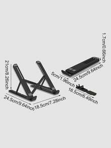 1 件黑色可折叠便携式笔记本电脑、平板电脑、智能手机支架，带可扩展手机支架和可调节冷却器支架