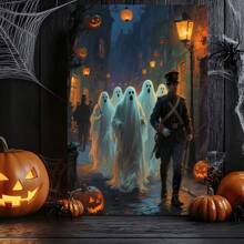 1 Piece,Follow The Ghosts Of The Army , Halloween Modern Frameless Art Decoration Painting, Printed Posters Mural, Waterproof Canvas,Suitable For Home, Office, Bedroom, Living Room, Study, Bathroom, Bar, Wall Arts And Home Decoration, Is An Ideal Holiday Gift Halloween Decor Fall Decor Room Decor