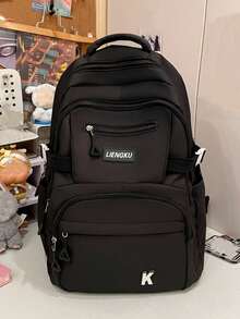 1 件时尚经典基本款背包，带笔记本电脑隔层，可调节肩带，书包，宽敞的多口袋书包，轻便休闲旅行背包，非常适合女孩/青少年/学生/毕业生，适合日常使用、外出、旅行、学校和返校