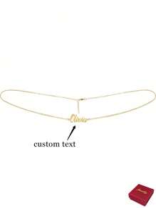 Corrente de Barriga Personalizada com Nome, Corrente de Cintura Personalizada para Mulheres, Joia Boêmia de Aço Inoxidável na Moda para Praia, Corrente de Corpo Casual e Sexy para Festas de Verão, Presente de Aniversário para Namoradas